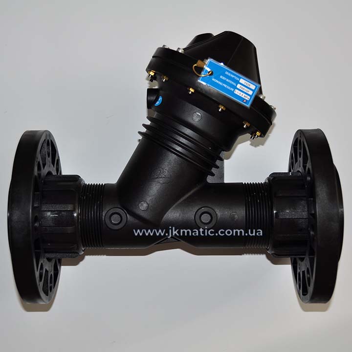 Мембранный клапан JK-Matic Y526 (YCB80) 3" дюйма ДУ 80 мм DN80 mm 62 м3/час (5261004 5262007 5203001) с фланцевым разборным адаптером на 8 болтов, картинка 2