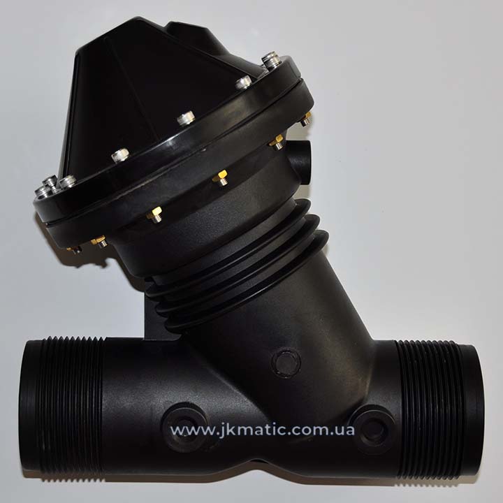Мембранный клапан JK-Matic Y526 (Y65) 2.5" дюйма ДУ 65 мм DN65 mm 62 м3/час (5261004 5262006) с фланцевым разборным адаптером на 4 болта, картинка 1